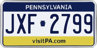PA license plate JXF2799