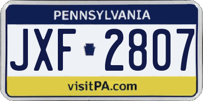 PA license plate JXF2807