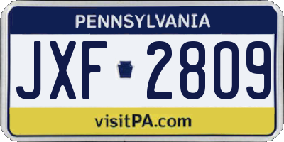 PA license plate JXF2809