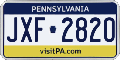 PA license plate JXF2820