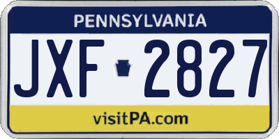 PA license plate JXF2827