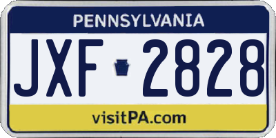 PA license plate JXF2828