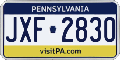 PA license plate JXF2830