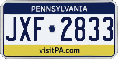 PA license plate JXF2833