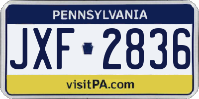 PA license plate JXF2836