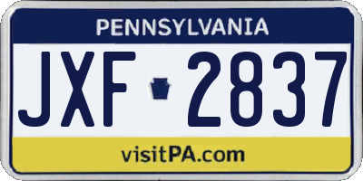 PA license plate JXF2837