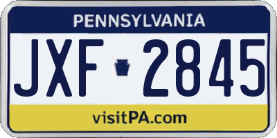 PA license plate JXF2845