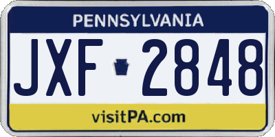 PA license plate JXF2848