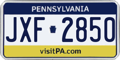 PA license plate JXF2850