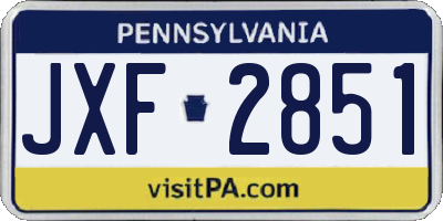 PA license plate JXF2851