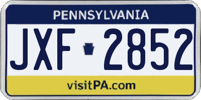 PA license plate JXF2852