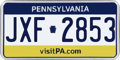 PA license plate JXF2853