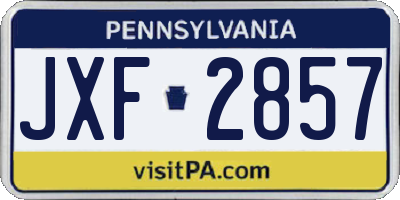 PA license plate JXF2857