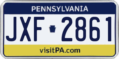 PA license plate JXF2861