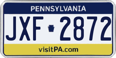 PA license plate JXF2872