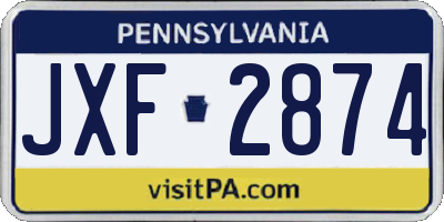 PA license plate JXF2874
