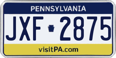 PA license plate JXF2875