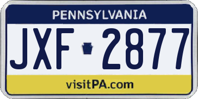 PA license plate JXF2877