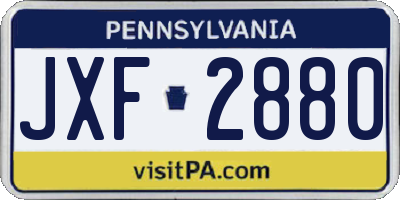 PA license plate JXF2880