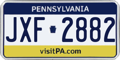 PA license plate JXF2882