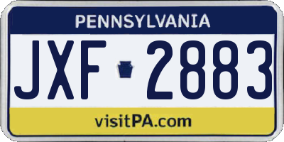 PA license plate JXF2883