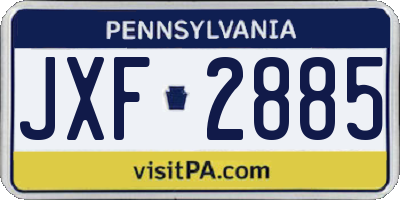 PA license plate JXF2885
