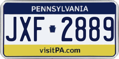 PA license plate JXF2889