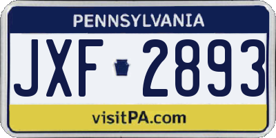 PA license plate JXF2893
