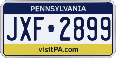 PA license plate JXF2899