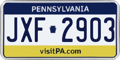 PA license plate JXF2903