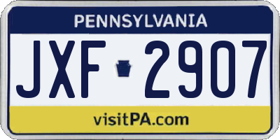 PA license plate JXF2907