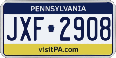PA license plate JXF2908