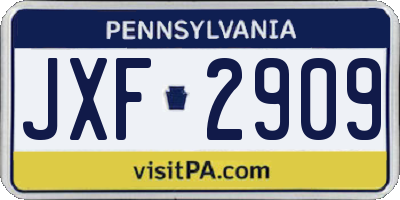 PA license plate JXF2909