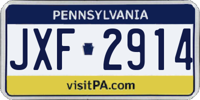 PA license plate JXF2914