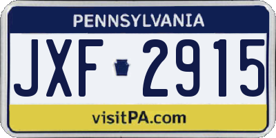 PA license plate JXF2915