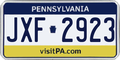 PA license plate JXF2923