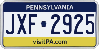 PA license plate JXF2925
