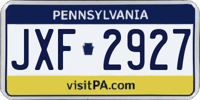 PA license plate JXF2927