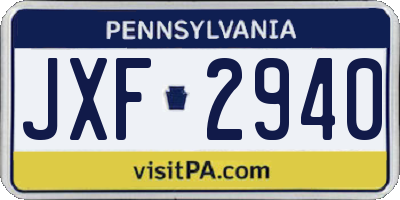 PA license plate JXF2940