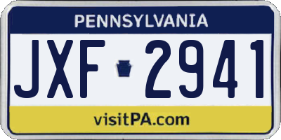 PA license plate JXF2941