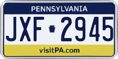 PA license plate JXF2945