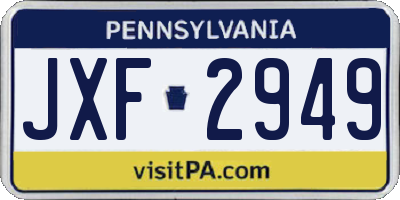 PA license plate JXF2949