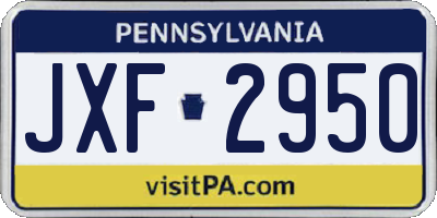 PA license plate JXF2950