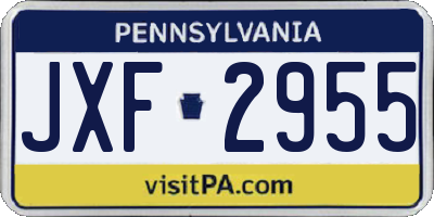 PA license plate JXF2955