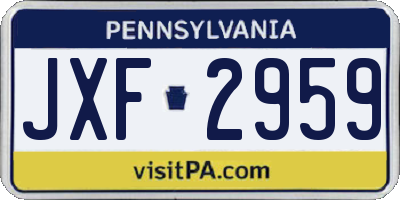 PA license plate JXF2959
