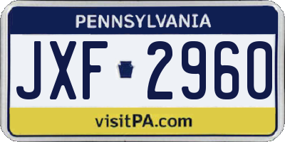 PA license plate JXF2960