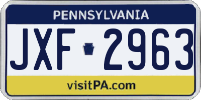 PA license plate JXF2963