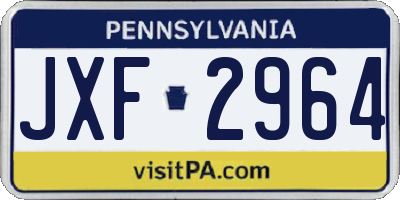 PA license plate JXF2964