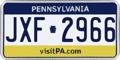 PA license plate JXF2966