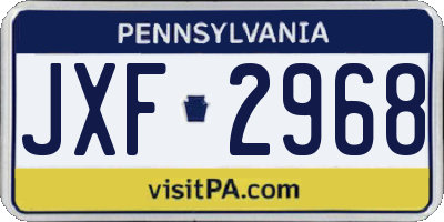 PA license plate JXF2968
